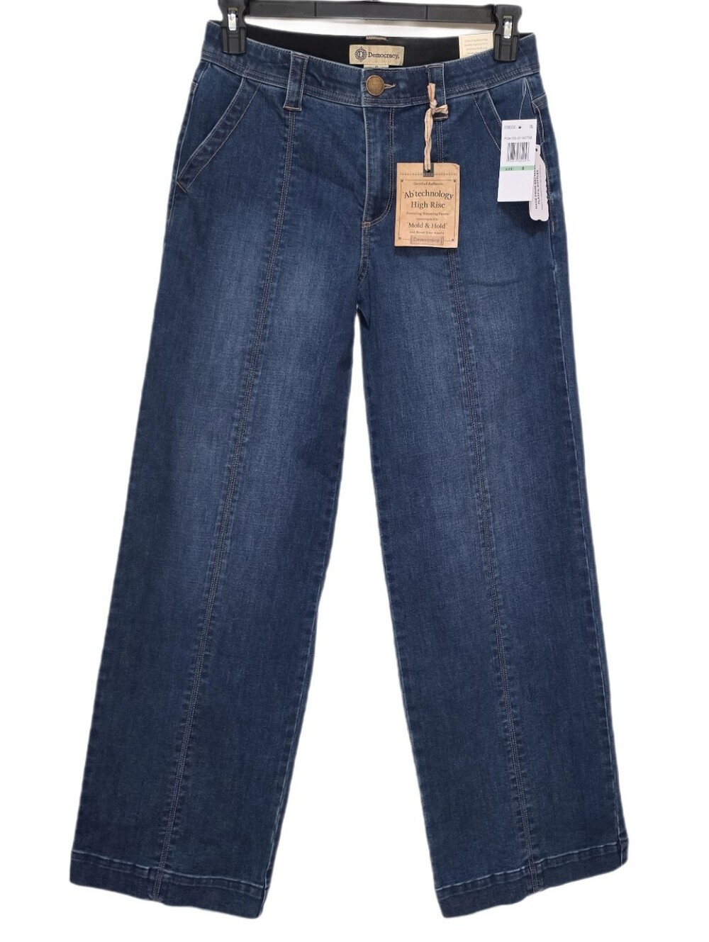 Democracy Wide Leg Jeans Center Front Seams High Rise Ab Technology Blue 8